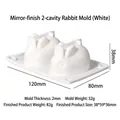 White 2-cavity rabbit silicone mold for jelly and candles, 120x80x38mm dimensions - Mirror 2-cavity Rabbit Mold / White