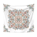 Close-up of bohemian mandala tapestry featuring detailed floral patterns and fringe details - Teal Red Mandala