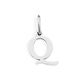 Polished silver letter Q pendant charm with connector loop for DIY jewelry necklaces - Letter Q (Steel Color)