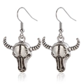 Boucles d'oreilles tête de mort de taureau style punk cowboy vintage design gothique - Forme de Tête de Taureau (ZW549)