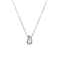Collier avec pendentif goutte en argent en acier inoxydable poli pour femme - Longueur de la chaîne 45+5cm / Argenté