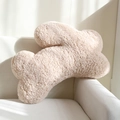 Creamy white plush cloud shaped pillow on a white sofa with natural soft lighting - 60*30cm/0.7kg / Cotton Rabbit Coffee