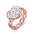 Elegant rose gold hollow chain ring with a sparkling rhinestone heart shaped design - US 6 / Rose Gold