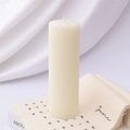 Vertical ribbed pillar candle in off-white finish for home decor and aromatherapy - Gear Cylinder