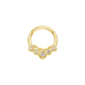 Golden nose ring featuring five sparkling round rhinestones in a sleek open-loop design - 5-Stone Arc / Gold