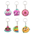 Cartoon fruit and cupcake PVC keychains set including watermelon and strawberry - Keychain
