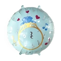 18 inch light blue foil heart balloon with gold diamond ring and musical notes design - 18 Inch Diamond Ring Round Balloon F3310