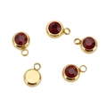 DIY necklace pendants featuring 5 pieces of gold-plated red rhinestone birthstone charms - Gold Color-A (Dark Red)