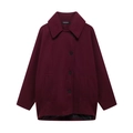 Cappotto classico in lana bordeaux con colletto a rever e design monopetto da donna - XS / Borgogna