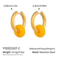 Detailed dimensions and specs of stainless steel gold hoop earrings with yellow beads - Yellow (YYE023107-C)