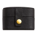 Portable black mini jewelry organizer with Saffiano texture and gold metal buckle - 6.5*3.9*4.7cm / Black