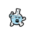 Cartoon enamel pin of a running blue lab flask with Heisenberg glasses and beard - Heisenberg Flask (QHXZ2685)