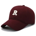 Classic burgundy baseball cap featuring a white towel-embroidered R logo in cotton twill - Adjustable / Burgundy