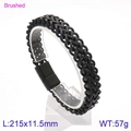 Men's black brushed stainless steel double row chain bracelet, 215mm length size - 22cm Brushed Black