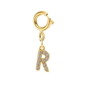 Golden letter R pendant with sparkling crystals and a secure spring clasp closure - Letter Pendant-R