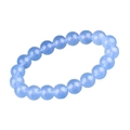 Adjustable sky blue natural stone beaded bracelet with polished round gemstones - Blue Chalcedony