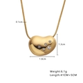 Close-up of heart-shaped gold necklace with zirconia stones and size specifications - Inlaid Bean Style (N400)