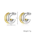 Minimalist two-tone C-shape earrings in gold and silver finish measuring 13mm by 9mm - Two-tone (Gold & Silver)