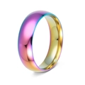 6mm rainbow plated stainless steel dome ring with polished mirror finish for unisex - Colorful