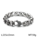 Retro punk double-row skull bracelet in vintage silver stainless steel for men - Flat Chain Skull Style (KB27118-D)
