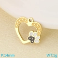 Golden heart pendant with black and white paw print design for jewelry making - Heart Paw Style (KLJ9581-ZLA)
