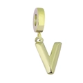 Polished gold-plated stainless steel letter V pendant for DIY jewelry making - Letter V