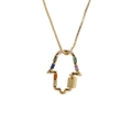 Goldene Hamsa-Halskette mit bunten Edelsteinen und Schraubkarabiner-Verschluss - Hamsa Hand / Gold