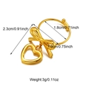 Orecchini eleganti in acciaio inossidabile dorato con cuore cavo e fiocco con dimensioni - Stile aperto regolabile / Oro (R01098G)