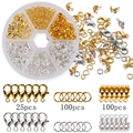 6-grid jewelry findings kit with gold and silver lobster clasps and open jump rings - Box 11 - Gold & Silver Lobster Clasps & Rings Jar