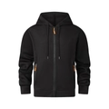Herren Hoodie mit Reißverschluss in Schwarz, sportliches Sweatshirt mit orangen Details - S / Schwarz Full Zip Hoodie