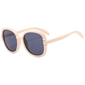 Modieuze oversized beige zonnebril met donkergrijze glazen voor een retro-uitstraling - Crèmewit Frame Grijze Lenzen