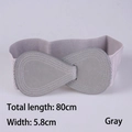 Women's 5.8cm wide elastic waist belt in grey with teardrop buckle, 80cm total length - 80cm Extended / Gray