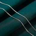 Elegant S925 sterling silver box chain necklace with square links on green silk fabric - Box Chain 40+5cm / White Gold