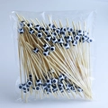 Bulk pack of bamboo fruit skewers featuring small black and white 3D soccer ball toppers - 12cm / Black & White Soccer