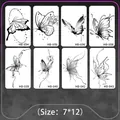 Waterproof butterfly tattoo set with 8 realistic black ink designs in 7x12cm size - Aesthetic Butterfly