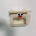 Wall-mounted beige tissue box with cartoon eyes and red nose design for bathroom - DIY Big Mouth Duck - Creamy White / 1 Piece