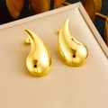 Elegant gold teardrop earrings in a minimalist polished finish on a jewelry box - Glossy Waterdrop Stud Earrings(E6187)