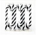 Set of 6 Christmas candy cane ornaments in black and white spiral with glitter finish - Set of 6 / Black
