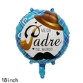 Blue plaid 18 inch Father's Day foil balloon with Spanish text MEJOR Padre DEL MUNDO - 18 Inch Round Blue Plaid Hat Spanish Father's Day