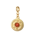 Macro shot of gold stainless steel pendant with round red-orange natural stone setting - Round Clasp Red Stone Pendant
