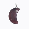 Natural dark red crystal moon pendant with polished silver clasp for DIY jewelry - Reddish Brown Cat's Eye
