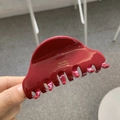 Elegant cherry red acetate cloud hair claw clip with golden French lettering Barrette La France - Oblique Round Cloud / Cherry Red - Round Cloud
