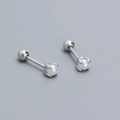 Elegant S925 silver pearl stud earrings with secure threaded screw ball back closure - 925 Silver / White Gold