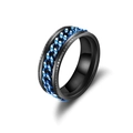 Bague Chaine Tournante Noir Et Bleu Homme Acier Inoxydable Tendance Bijou Couple Cadeau - Base Noire Chaîne Bleue