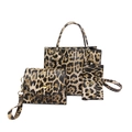 Set di 3 borse con stampa leopardata composto da borsa a mano e pochette in pelle PU marrone - Giallo (Stampa Leopardata)