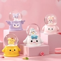 Set of four mini glowing crystal balls featuring cartoon characters on pink display - NO.36 Lucky Baby Cartoon Style