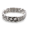 Punk style stainless steel men's tank chain bracelet with black V-shaped enamel inlay - Silver Black S-Link Style (KB139274-KJX)