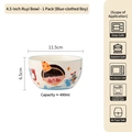 Cuenco de cerámica con diseño de niño 490ml de capacidad para niños y familias - Cuenco Ruyi de 4,5 pulgadas - Niño con camisa azul y esmalte amarillo