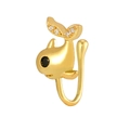 U-shaped non-piercing gold whale nose clip with black stones and micro zircon inlays - Gold Whale