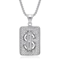 Collana hip hop con ciondolo segno del dollaro argento e cristalli brillanti - Catena Solo (Senza Ciondolo) - Tono Argento